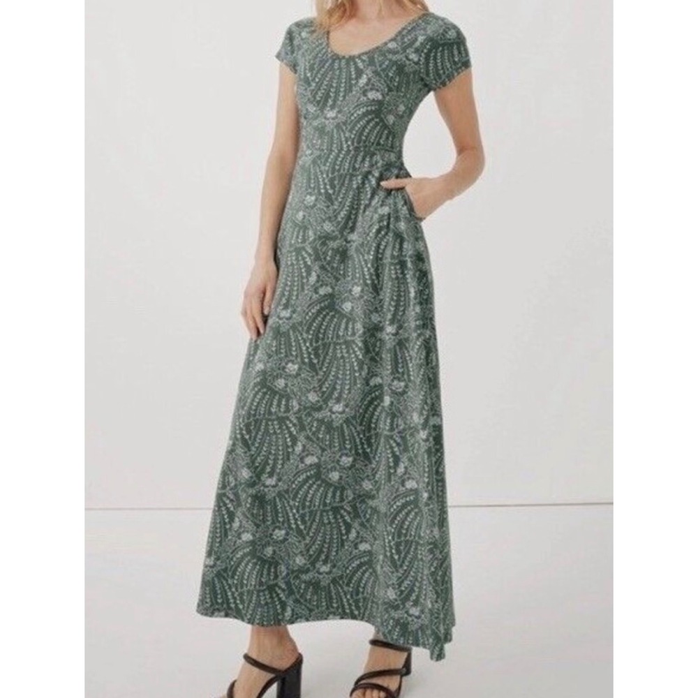 Pact Crossback Fit & Flare Maxi Dress XL Botanical Organic Cotton Boho